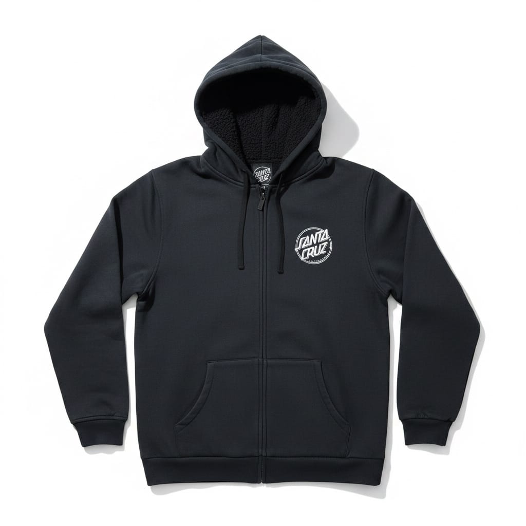 Santa Cruz Keyline Sherpa Zip Hoodie OD Black - 50-50 Skate Shop