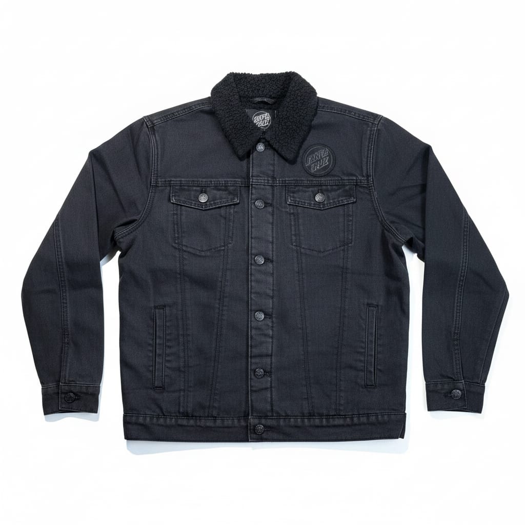 Santa Cruz Seacliff Sherpa Denim Jacket Wash Black - 50-50 Skate Shop
