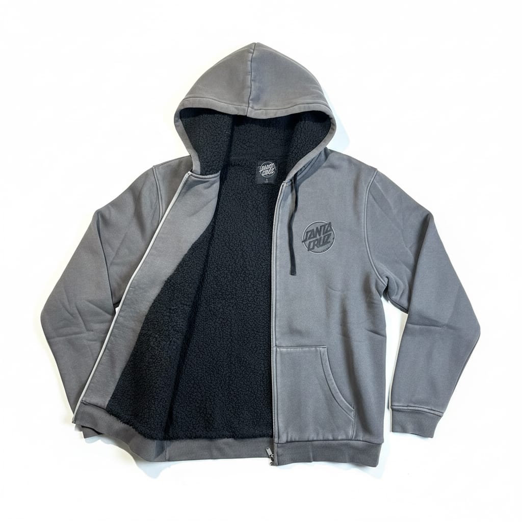 Santa Cruz Keyline Sherpa Zip Hoodie Overcast - 50-50 Skate Shop