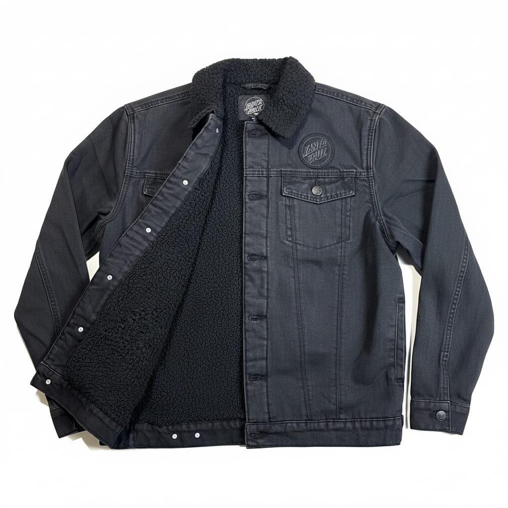 Santa Cruz Seacliff Sherpa Denim Jacket Wash Black - 50-50 Skate Shop