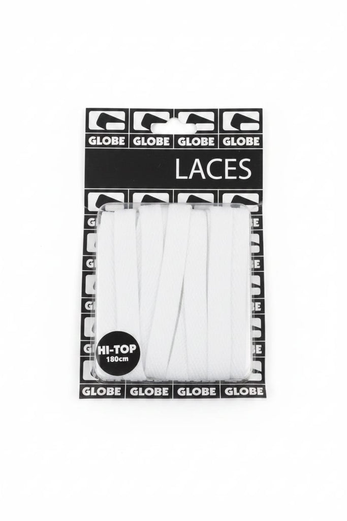 Globe Flat High Top Laces 180cm White (Pair)