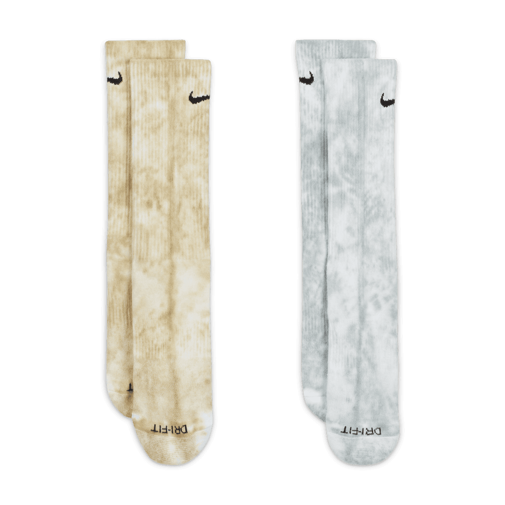 Nike Everyday Plus Cushioned Tie-Dye Crew Socks 2 Pack Mustard Grey - 50-50 Skate Shop