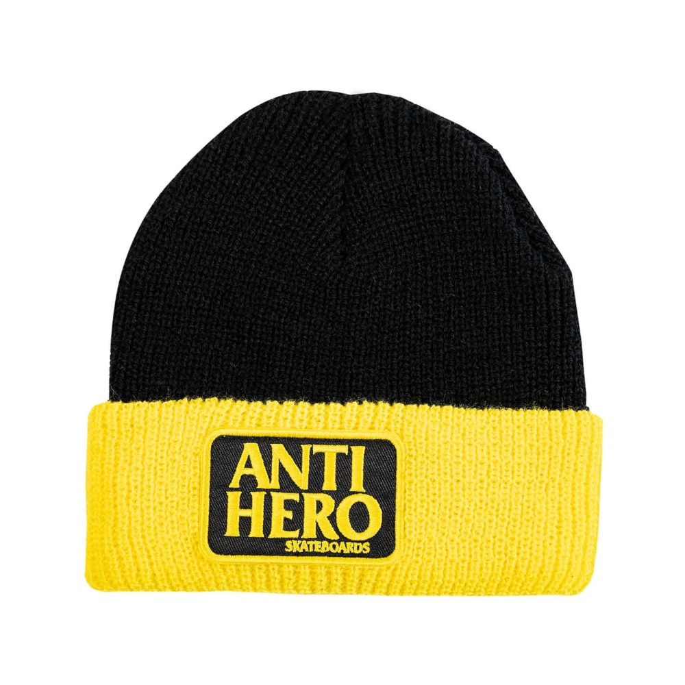 Antihero Skate Beanie Reserve Patch Black Yellow Yellow - 50-50 Skate Shop