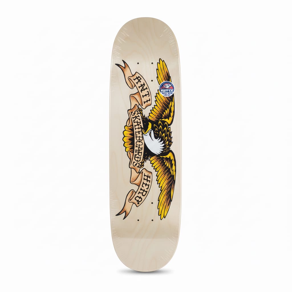 Anti Hero Skateboard Deck Shaped Eagle Huffer 9.1" x 32.62" Off White 14.75" WB