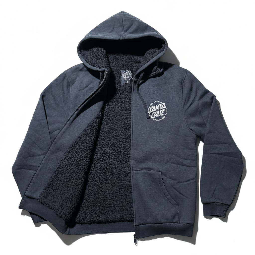 Santa Cruz Keyline Sherpa Zip Hoodie OD Black - 50-50 Skate Shop