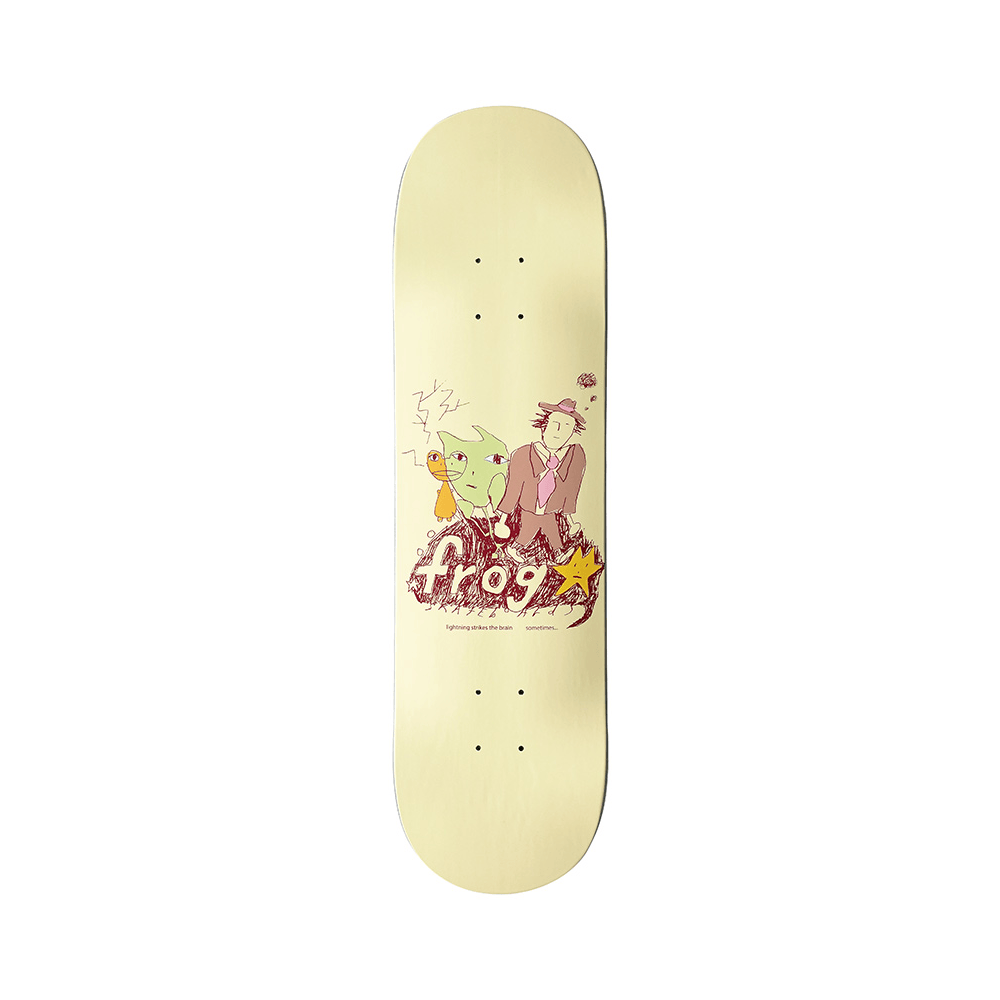 Frog Skateboard Deck Lightning Strikes The Brain Sometimes 8.25" x 31.875" Cream 14.25" WB - 50-50 Skate Shop