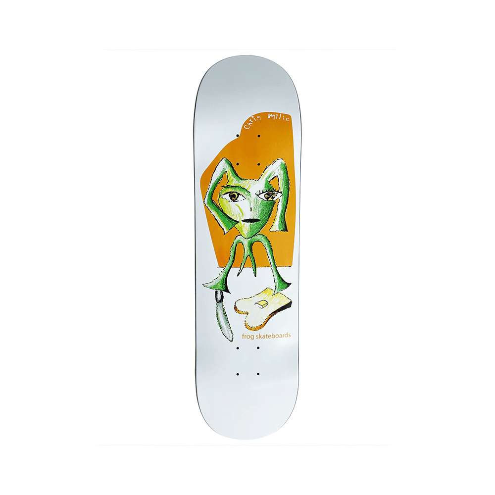 Frog Skateboard Deck Toast Chris Milic 8.38" x 32" White 14.375" WB - 50-50 Skate Shop