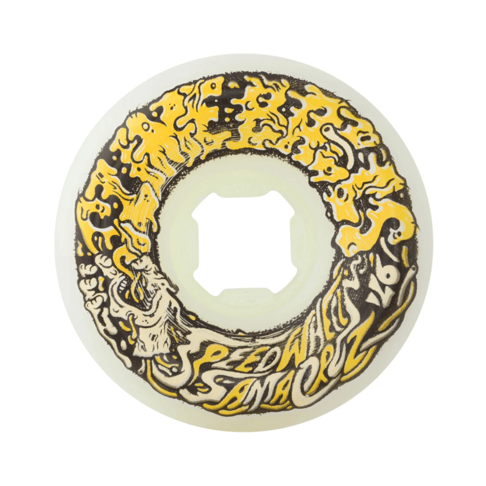 Santa Cruz Skateboard Wheels Vomit Mini II 56mm 97A White Yellow- Set of 4 - 50-50 Skate Shop