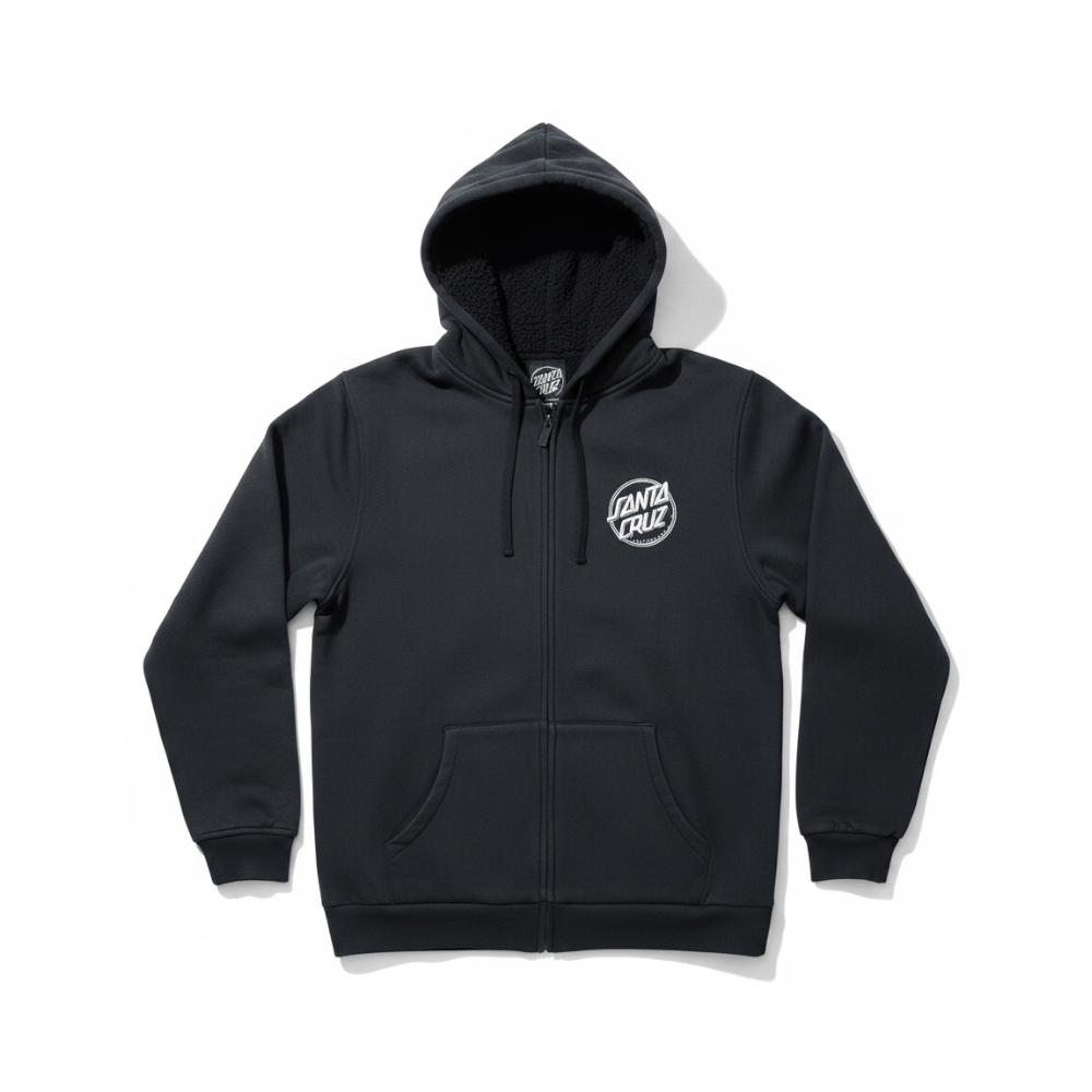 Santa Cruz Keyline Sherpa Zip Hoodie OD Black - 50-50 Skate Shop