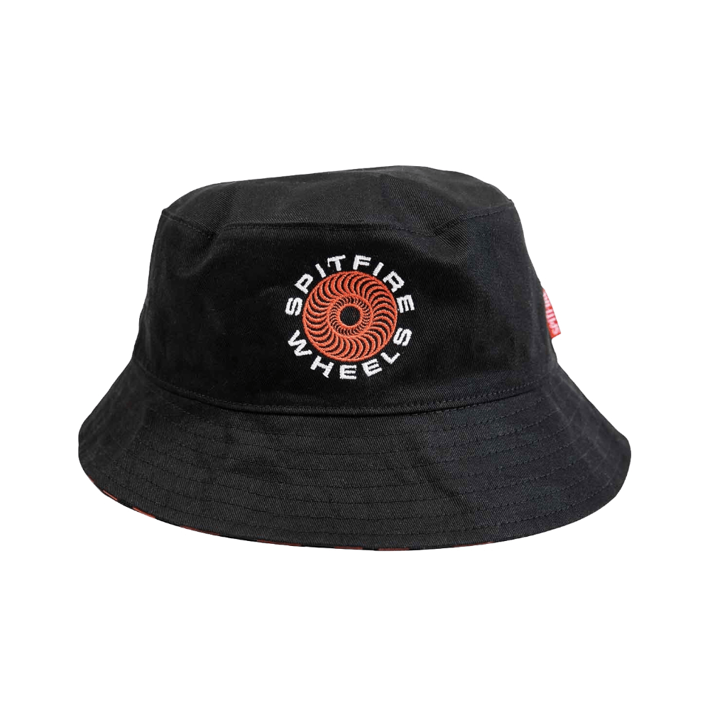 Spitfire Skate Bucket Hat Classic 87 Swirl Black Red White Reversible - 50-50 Skate Shop