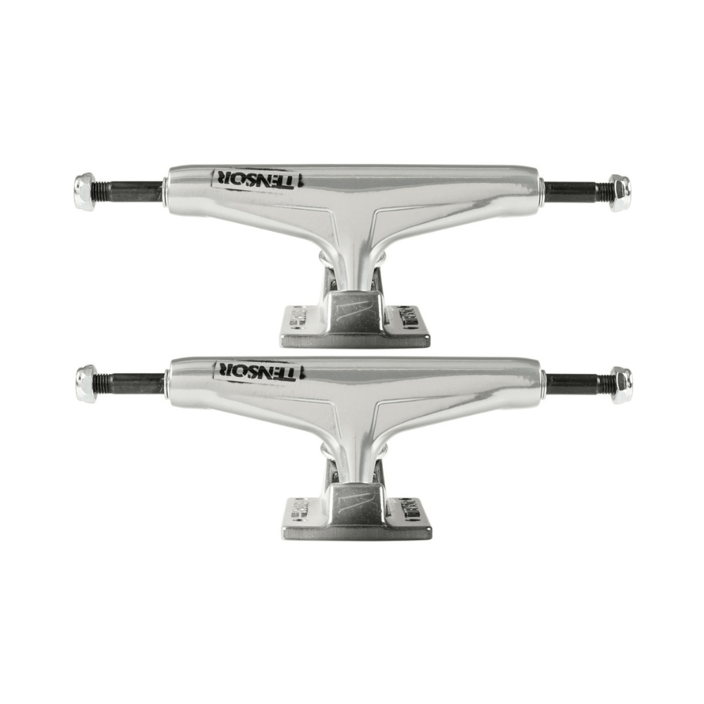 Tensor Skateboard Aluminium Stencil Mirror Trucks 5.25 (7.875") Raw Black Fade - Set of 2 - 50-50 Skate Shop