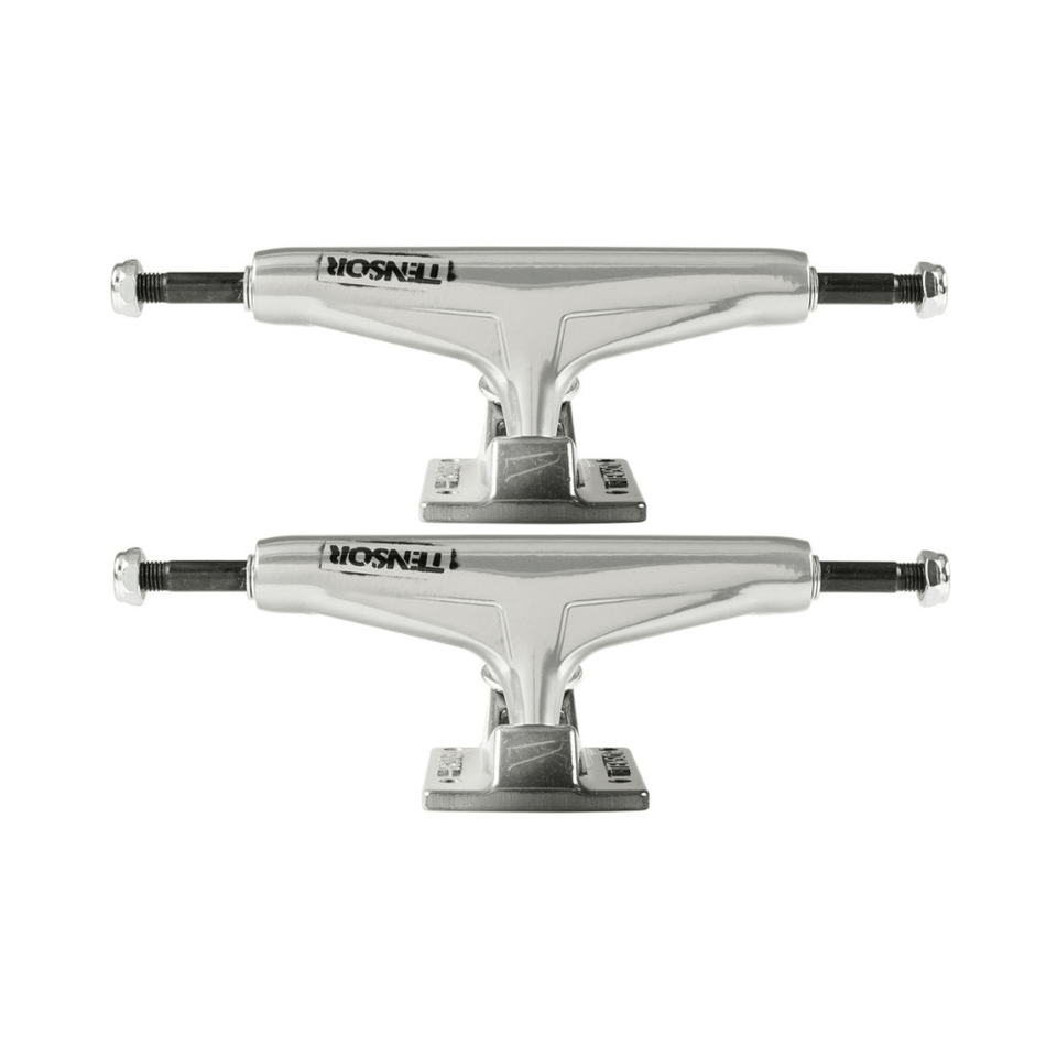 Tensor Skateboard Aluminium Stencil Mirror Trucks 5.5 (8.125") Raw Black Fade - Set of 2 - 50-50 Skate Shop