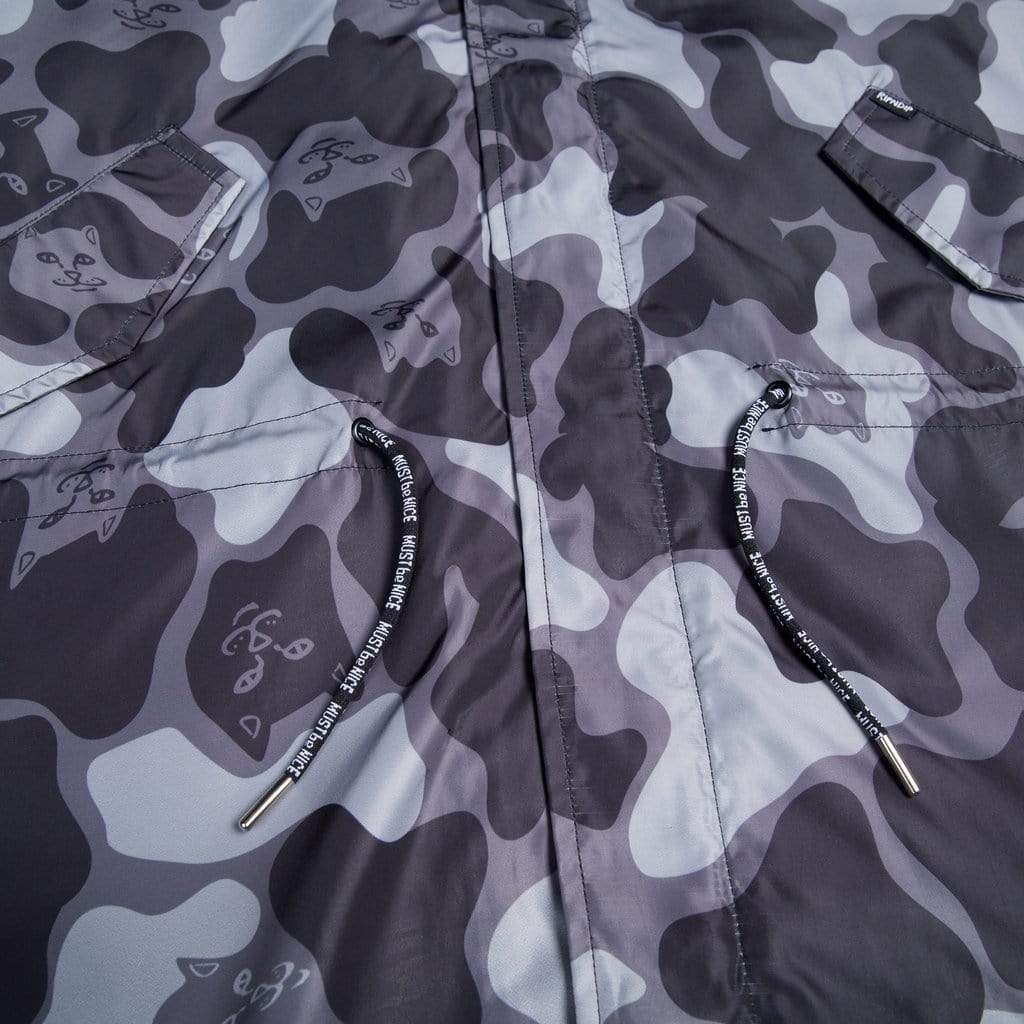Ripndip Nerm Camo Fishtail Parka Jacket Blackout Camo - 50-50 Skate Shop