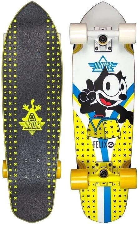 Dusters Skateboard Complete Flashback Felix Cruiser 28" x 7.8" Yellow White 14.5" WB - 50-50 Skate Shop