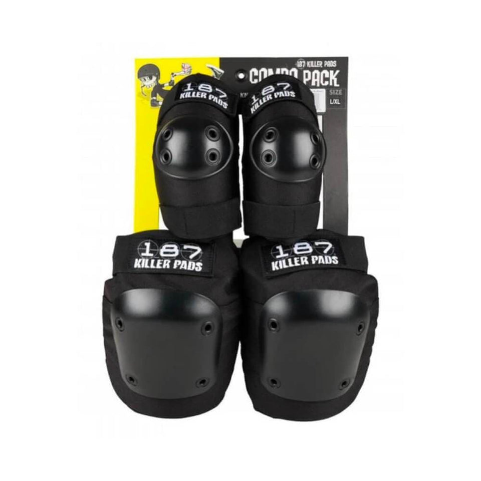 187 Knee Elbow Pads Combo Pack Black - 50-50 Skate Shop