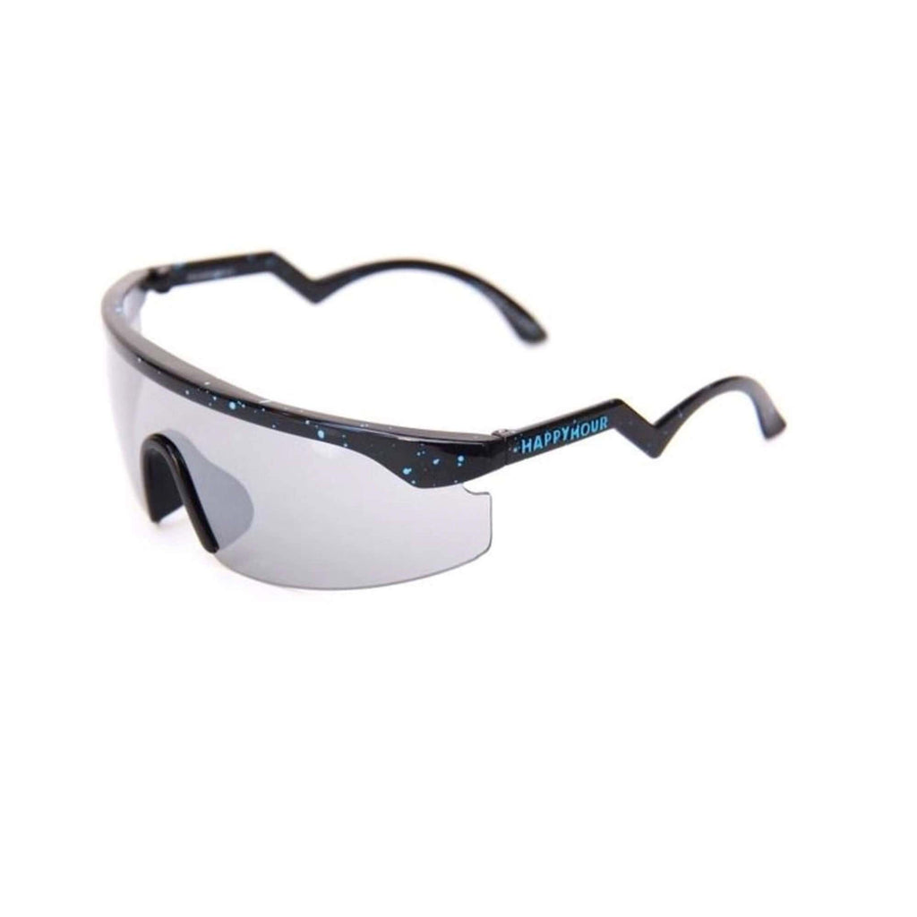 Happy Hour Sunglasses Accelerator Black Blue Splatter Chrome Lens - 50-50 Skate Shop
