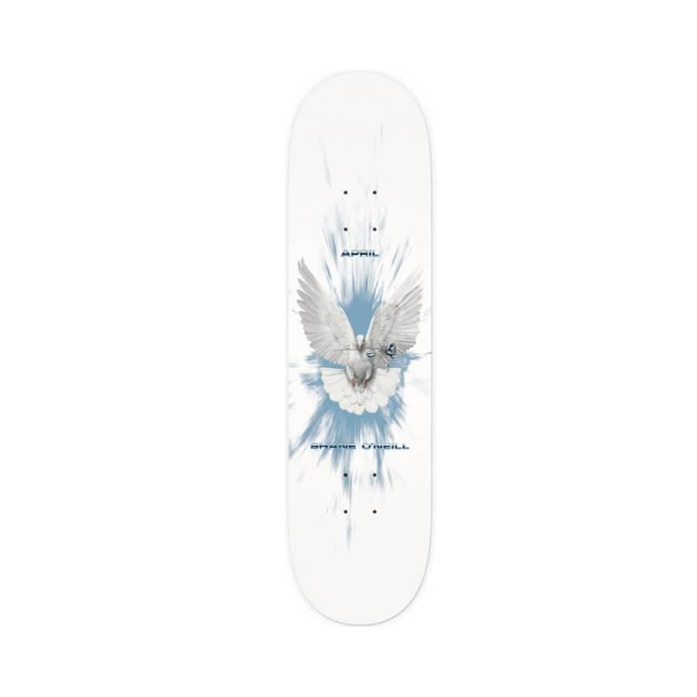 April Skateboard Deck Dove 8.25" x 31.875" Shane O'Neill White 14" WB - 50-50 Skate Shop