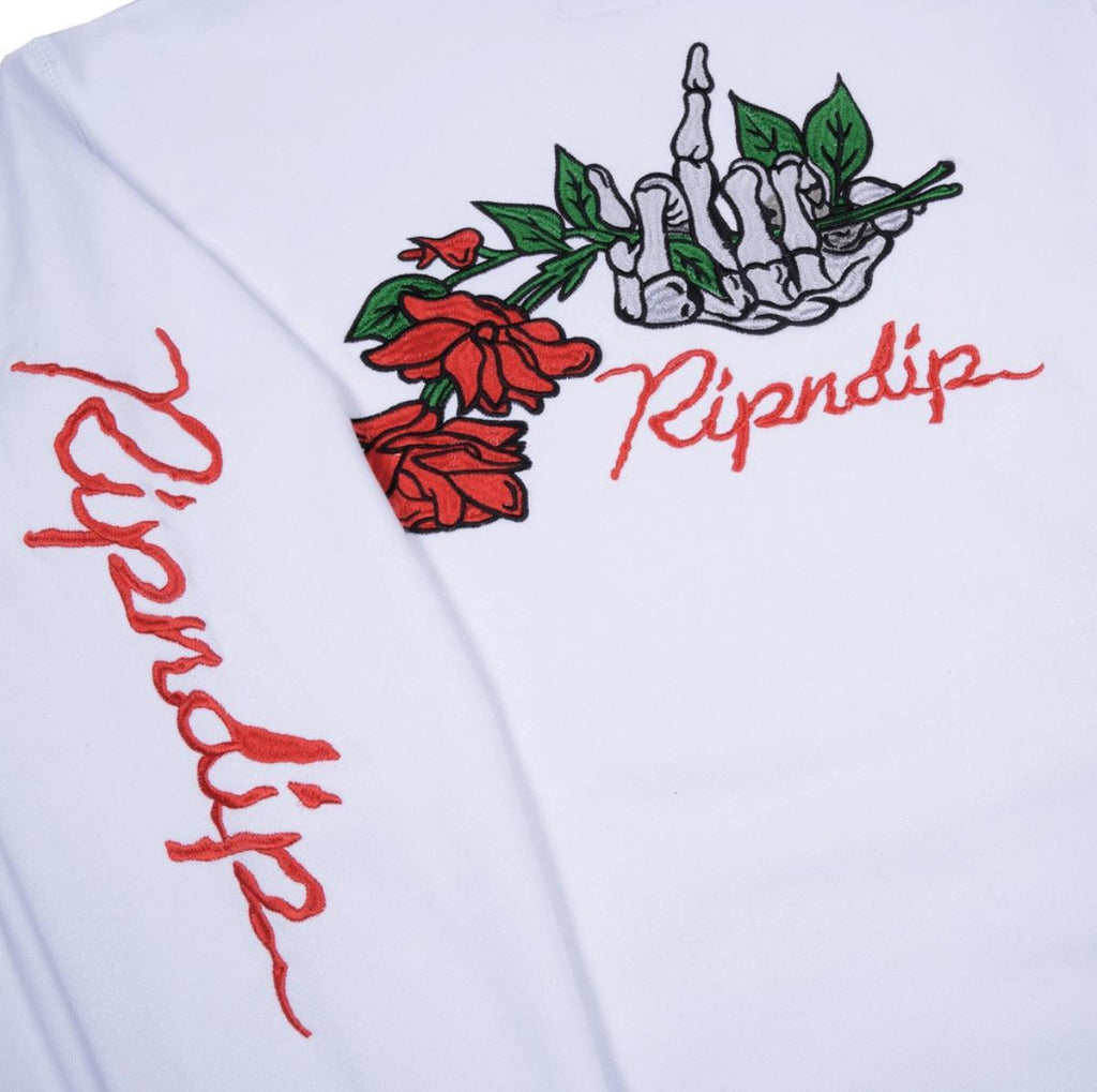 Ripndip Dead Rose Pullover Sweater White - 50-50 Skate Shop