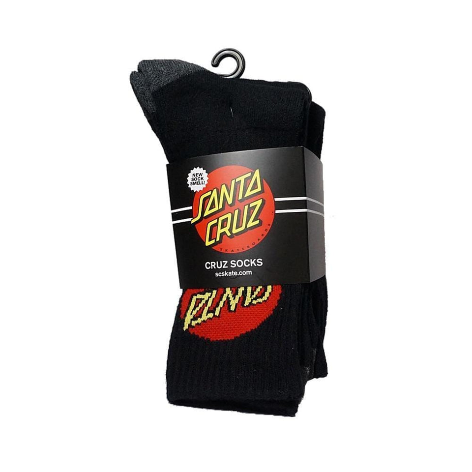 Santa Cruz Cruz Youth Socks Size 2-8 Black 4 Pack - 50-50 Skate Shop