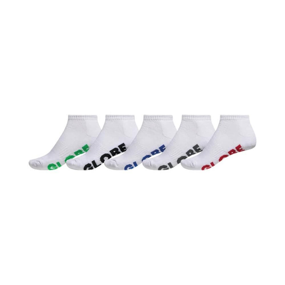 Globe Boys Socks Stealth Ankle White - 5 Pack - 50-50 Skate Shop