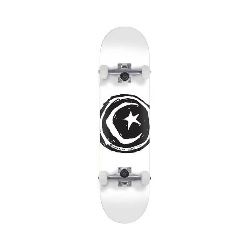 Foundation Skateboard Complete Star & Moon 7.75" x 31.75" White 13.8" WB - 50-50 Skate Shop