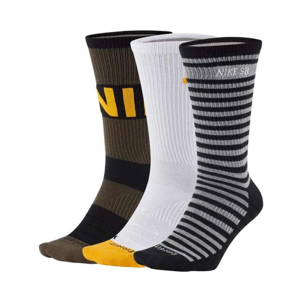 Nike SB Skate Everyday Max Lightweight Crew socks Multi Colour 3 Pack - 50-50 Skate Shop
