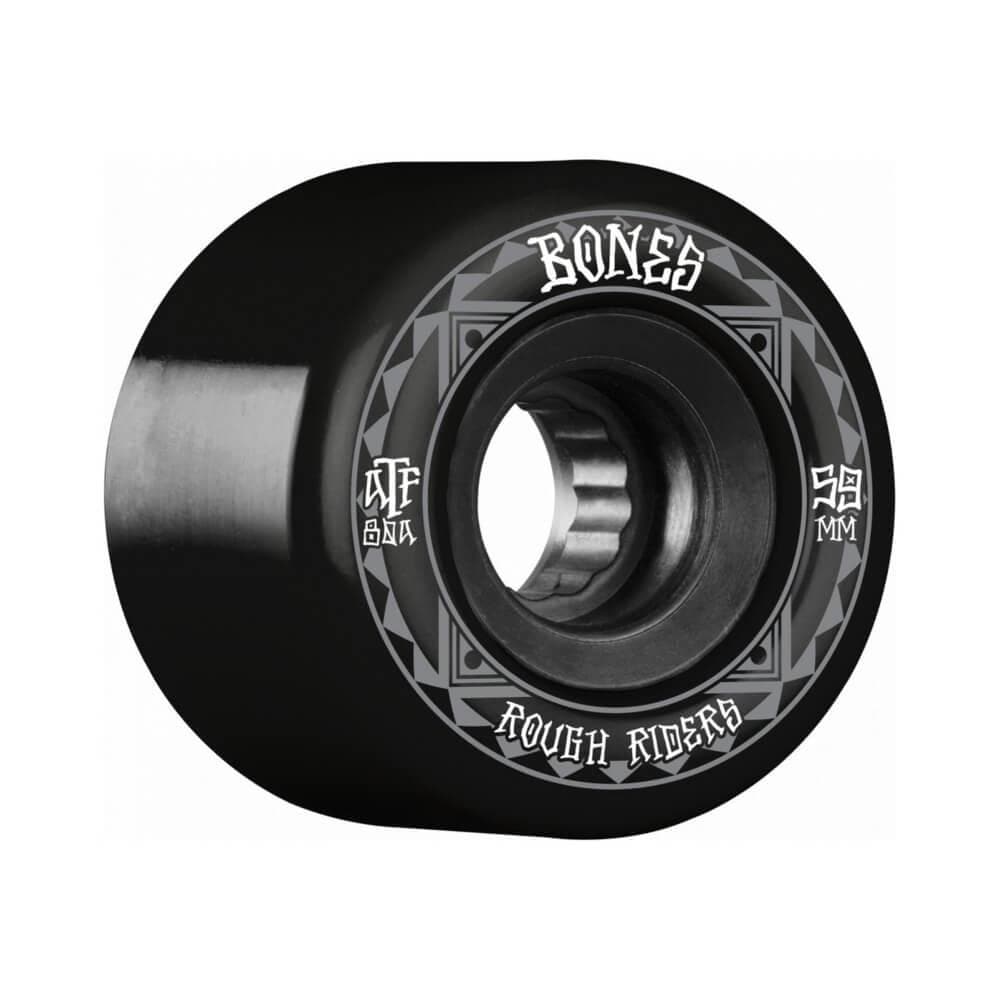 Bones Skateboard Wheels ATF Rough Rider Runners 59mm x 80A Black - Set of 4 - 50-50 Skate Shop