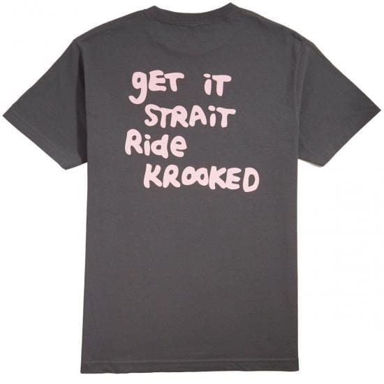 Krooked Skate Tee Strait Eyes Charcoal Pink - 50-50 Skate Shop