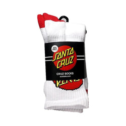 Santa Cruz Cruz Youth Socks Size 2-8 White 4 Pack - 50-50 Skate Shop