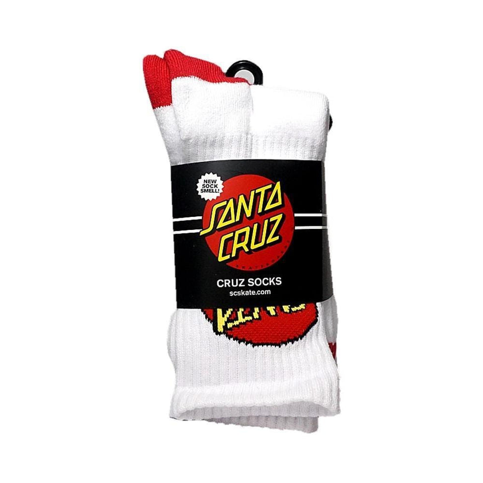 Santa Cruz Cruz Youth Socks Size 2-8 White 4 Pack - 50-50 Skate Shop