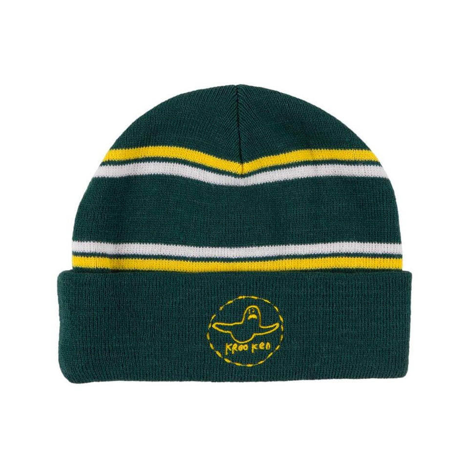 Krooked Skate Beanie Trinity Cuff Green Yellow White - 50-50 Skate Shop