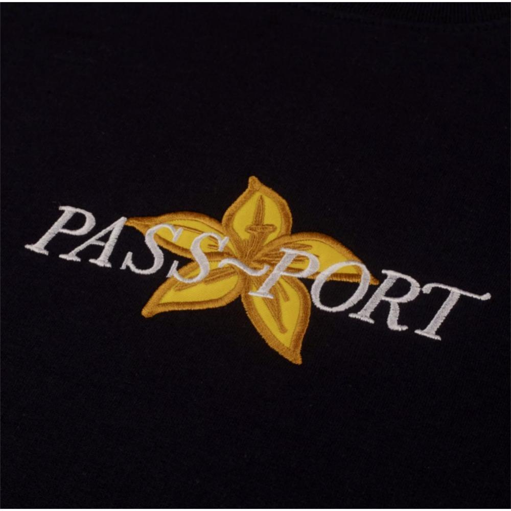 Passport Daffodil Applique Crewneck Sweater Black - 50-50 Skate Shop