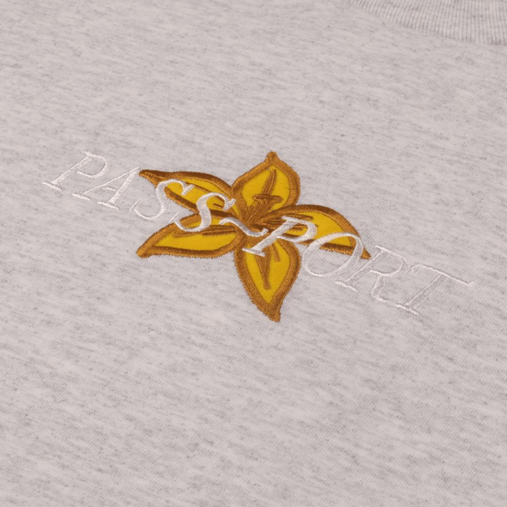 Passport Daffodil Applique Long Sleeve Tee Ash - 50-50 Skate Shop