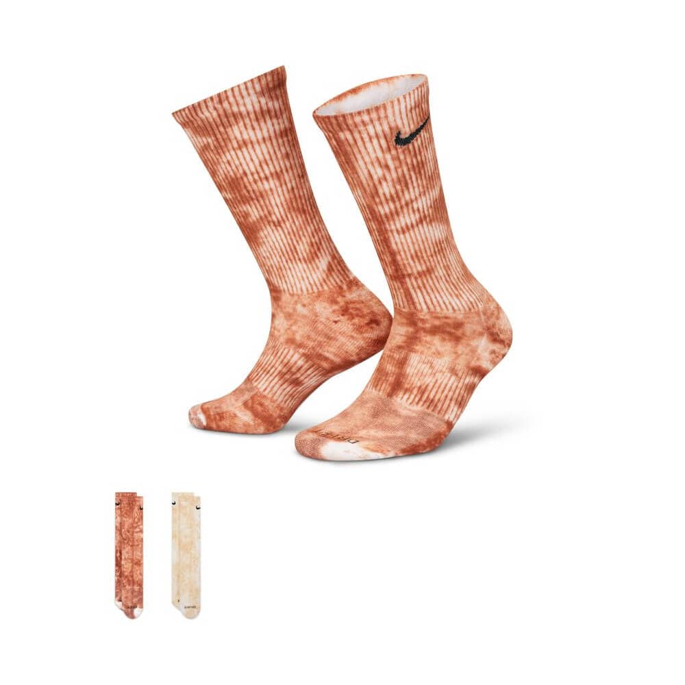 Nike Everyday Plus Cushioned Tie-Dye Crew Socks (2 Pairs) - Multi Colour Rust - 50-50 Skate Shop