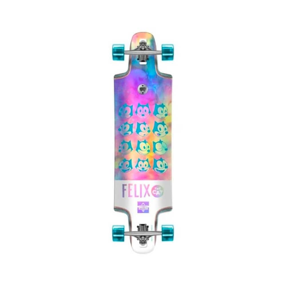 Dusters Skateboard Complete Felix Chrome Longboard 36" x 9.5" Holographic 27" WB - 50-50 Skate Shop