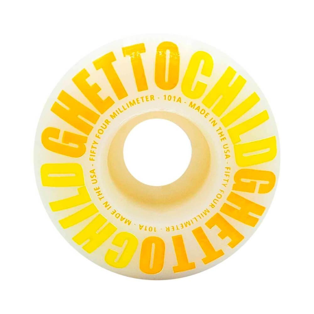 Ghetto Child Skateboard Wheels Classic USA 54mm 101A Standard Cut Yellow - Set of 4 - 50-50 Skate Shop