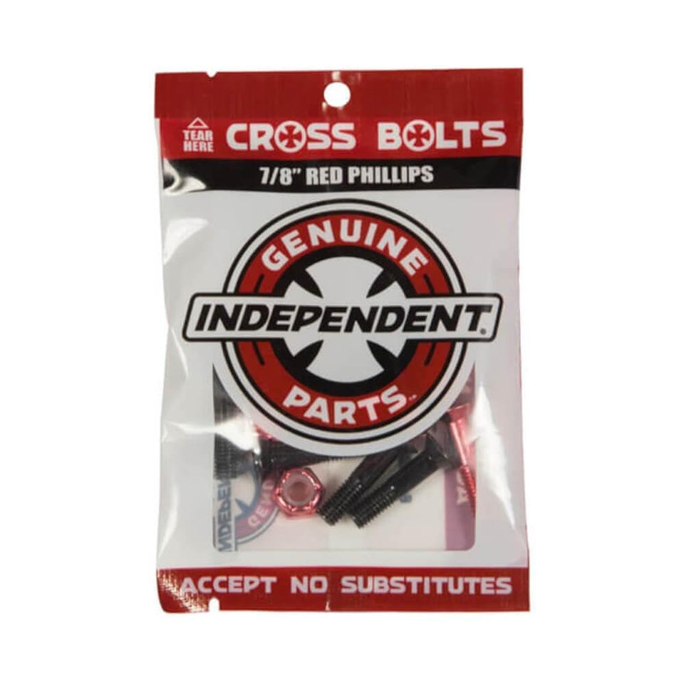 Independent Skateboard Hardware 7/8" Phillips Black Red - 50-50 Skate Shop