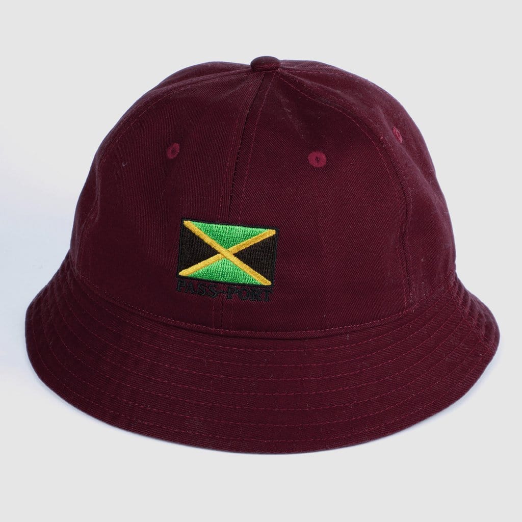 Passport Jamaica Bucket Hat Burgundy - 50-50 Skate Shop