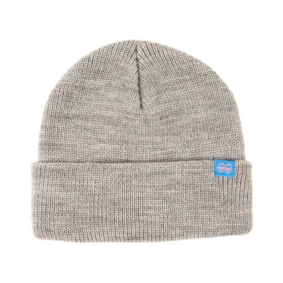Krooked Skate Beanie Eyes Clip Cuff Heather Grey Blue Pink - 50-50 Skate Shop