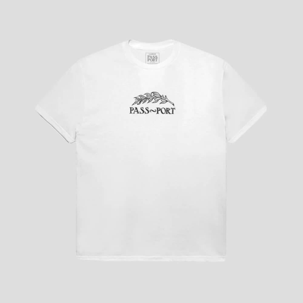 Passport Skate Quill Embroidery Tee White - 50-50 Skate Shop
