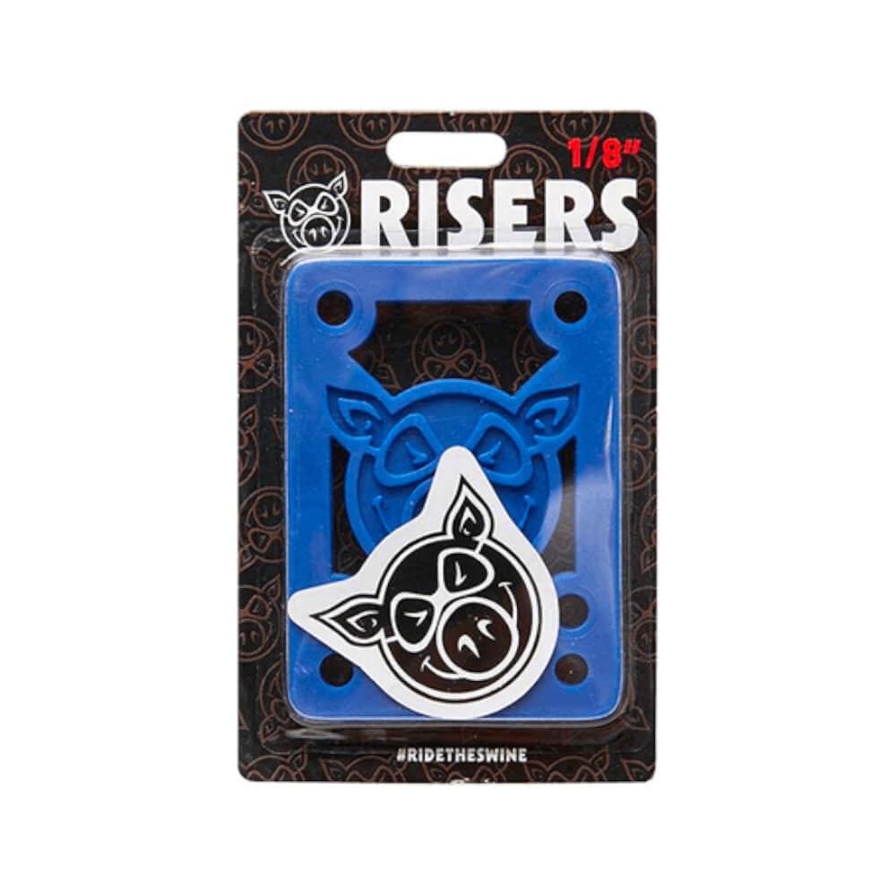Pig Skateboard Riser Pads Soft Shock 1/8" Blue - Set of 2 - 50-50 Skate Shop