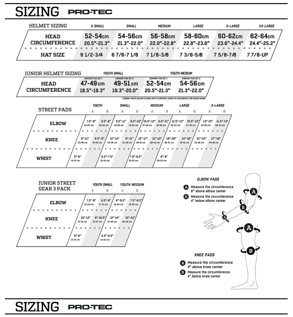 Pro Tec Street Gear Junior Knee Elbow Wrist Guard 3 Pack Pad Set Black - 50-50 Skate Shop