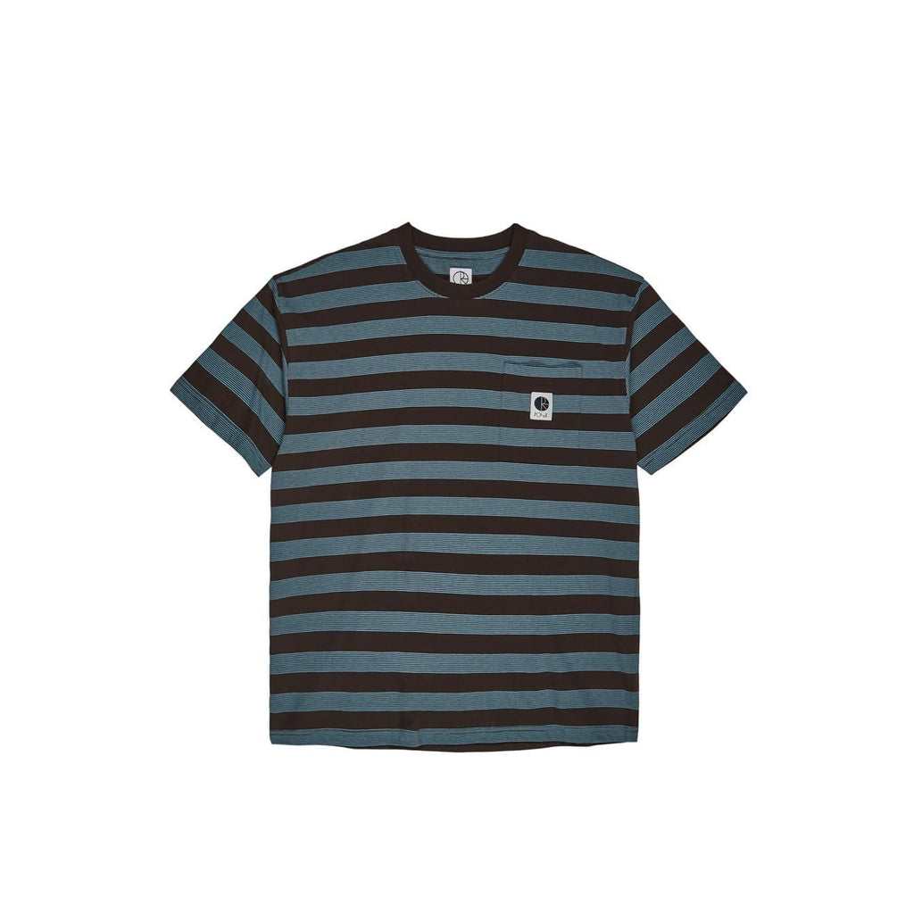 Polar Skate Co Stripe Pocket Tee Brown Blue - 50-50 Skate Shop