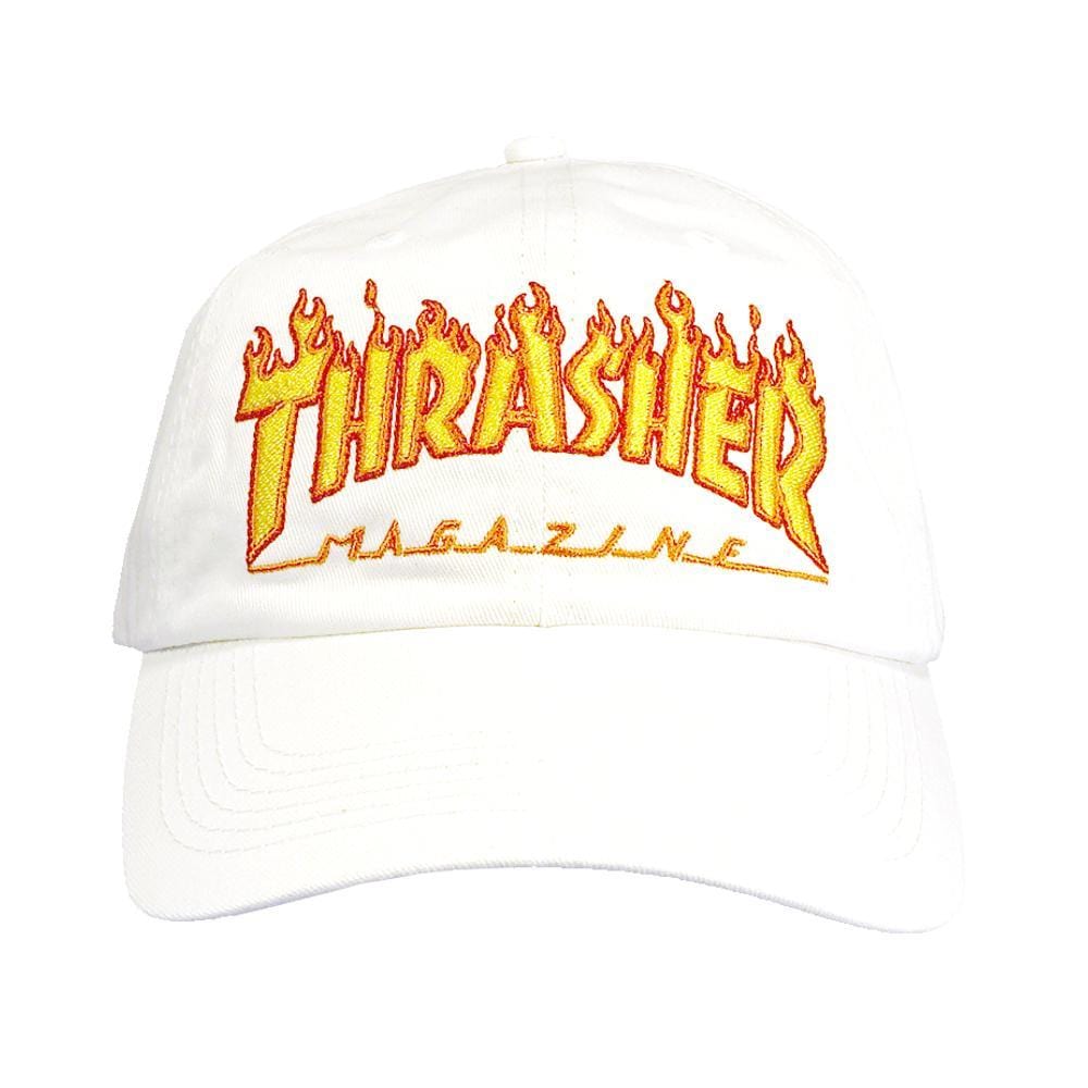 Thrasher Flame Old Timer Hat White - 50-50 Skate Shop
