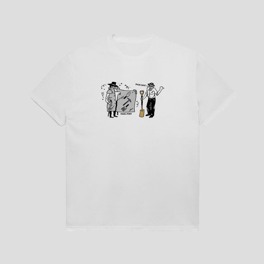 Passport Skate Spades & Shovels Tee White - 50-50 Skate Shop