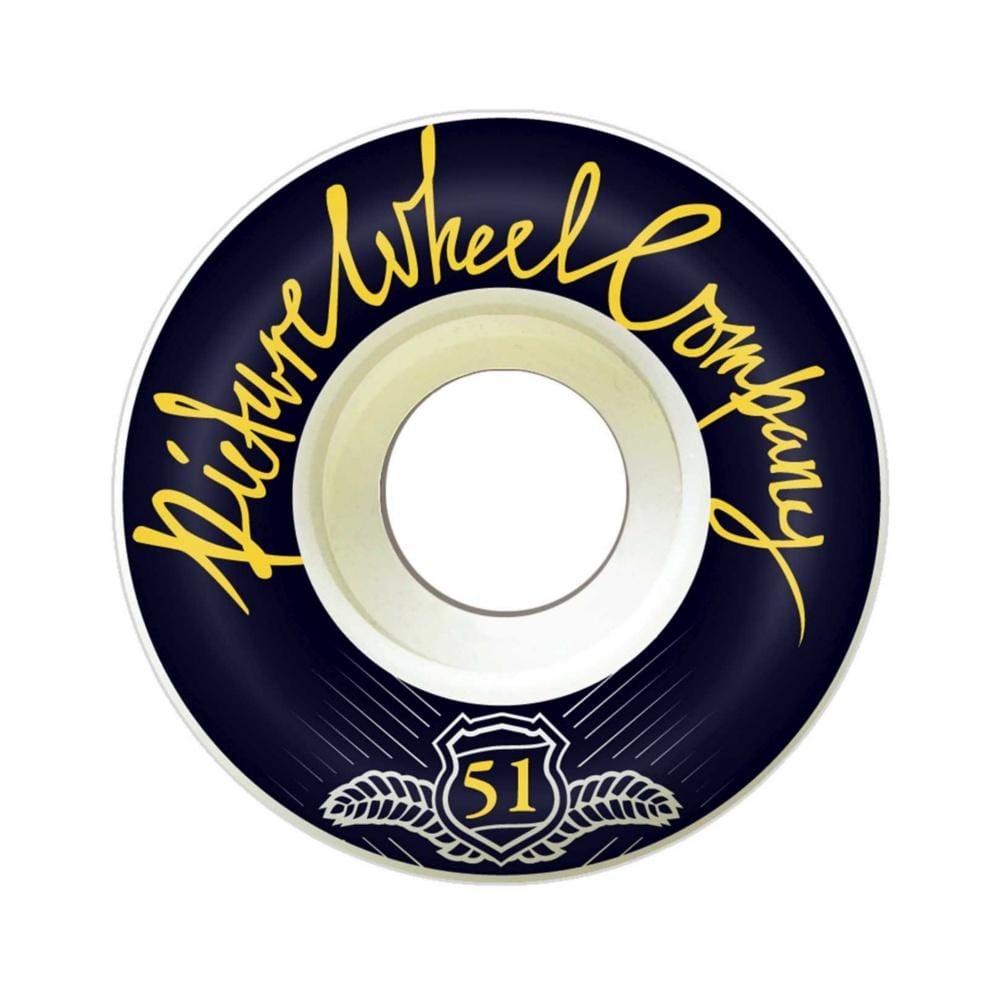 Picture Skateboard Wheels Pop 51mm 99A Black Yellow White - Set of 4 - 50-50 Skate Shop