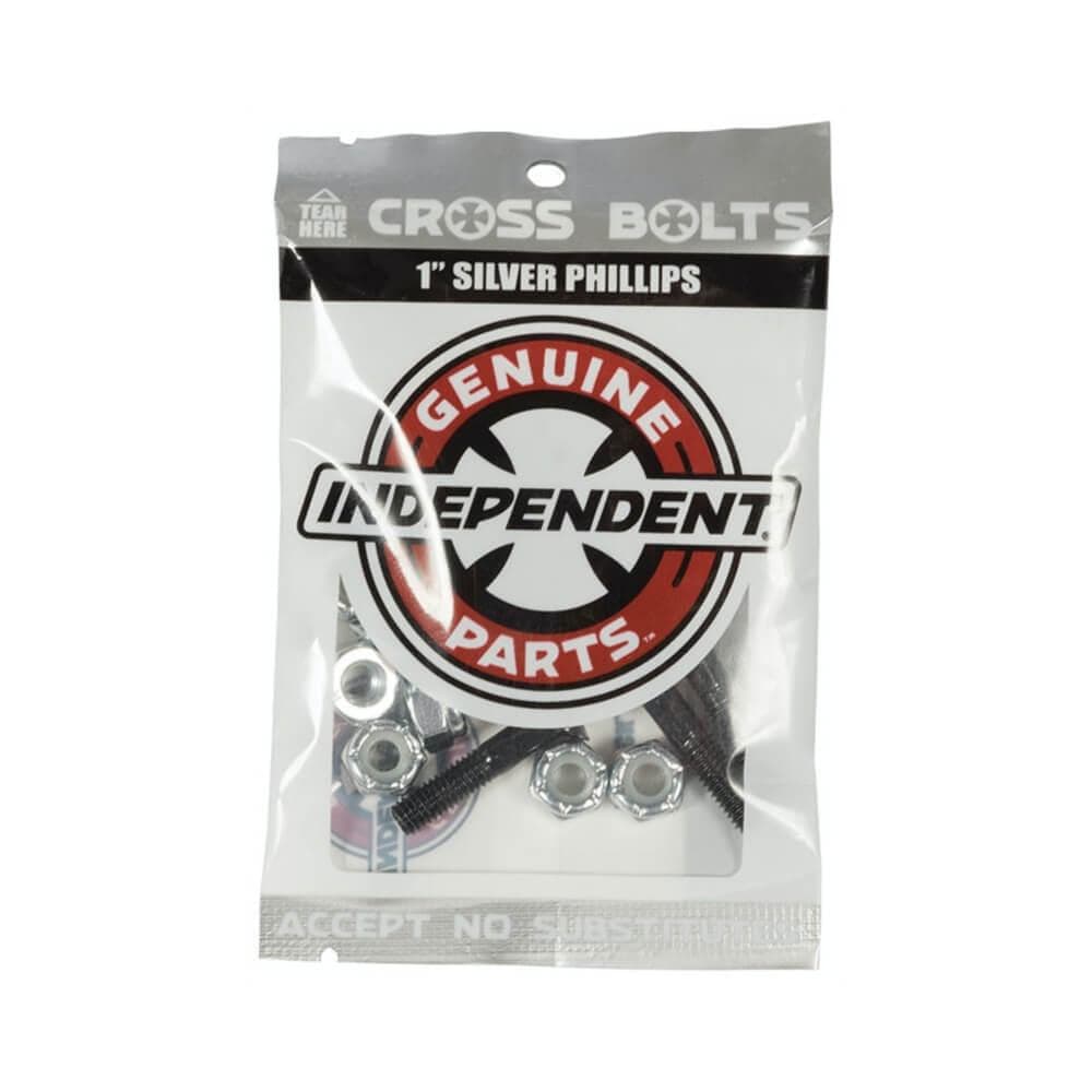 Independent Skateboard Hardware 1" Phillips Black Silver - 50-50 Skate Shop