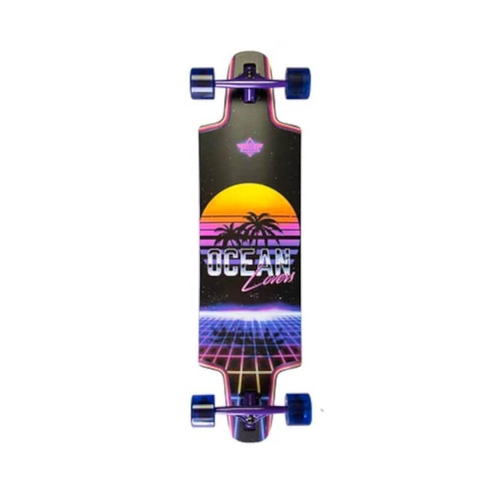 Dusters Skateboard Complete Ocean Lovers Longboard 36" x 9.25" Purple 27" WB - 50-50 Skate Shop