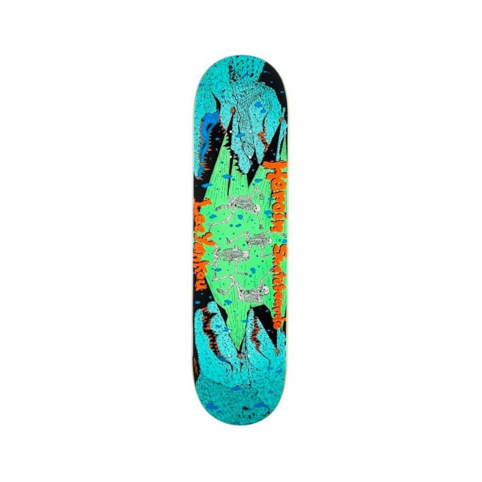 Heroin Skateboard Deck Lee Yankou Croc 8.25" x 31.875" Teal 14.625" WB - 50-50 Skate Shop