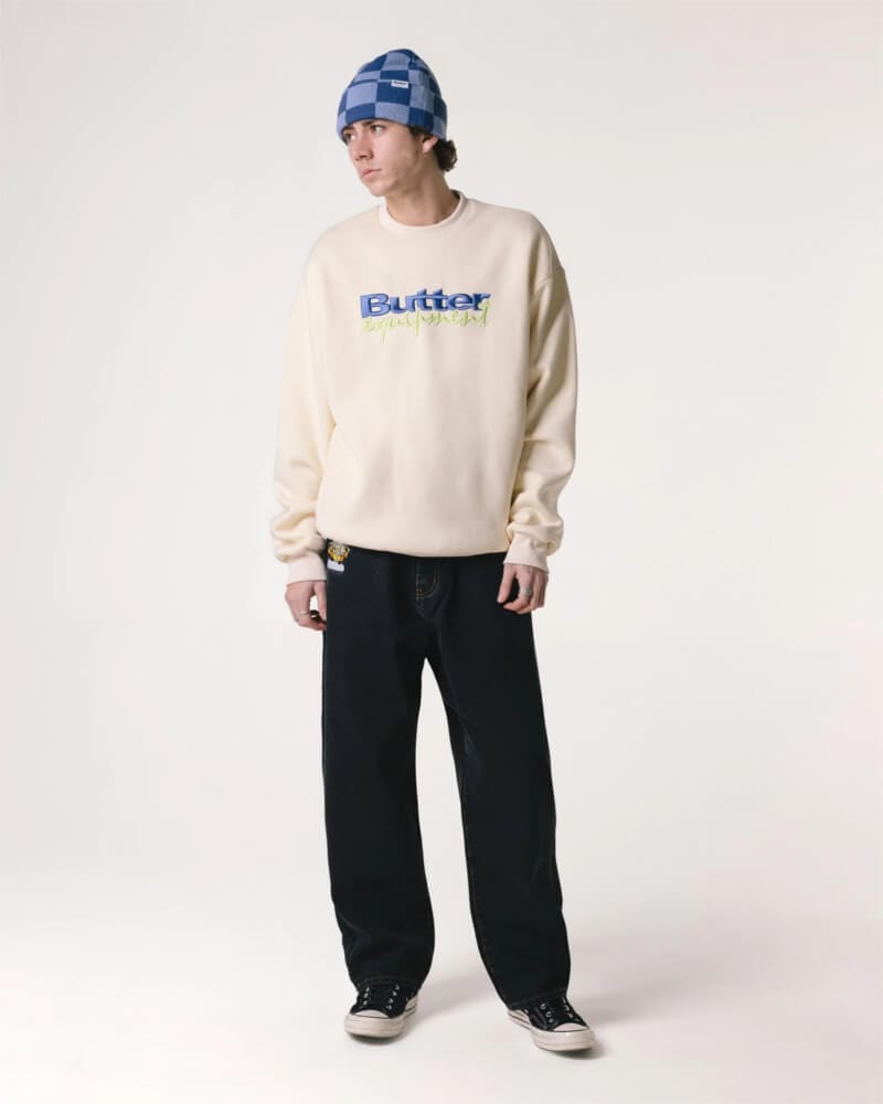 Butter Goods Crewneck Equipment Embroidered Oak - 50-50 Skate Shop